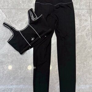 ALO Yoga Set, Long Pants - Casual Sports Running Fitness Set, Women's Size S
